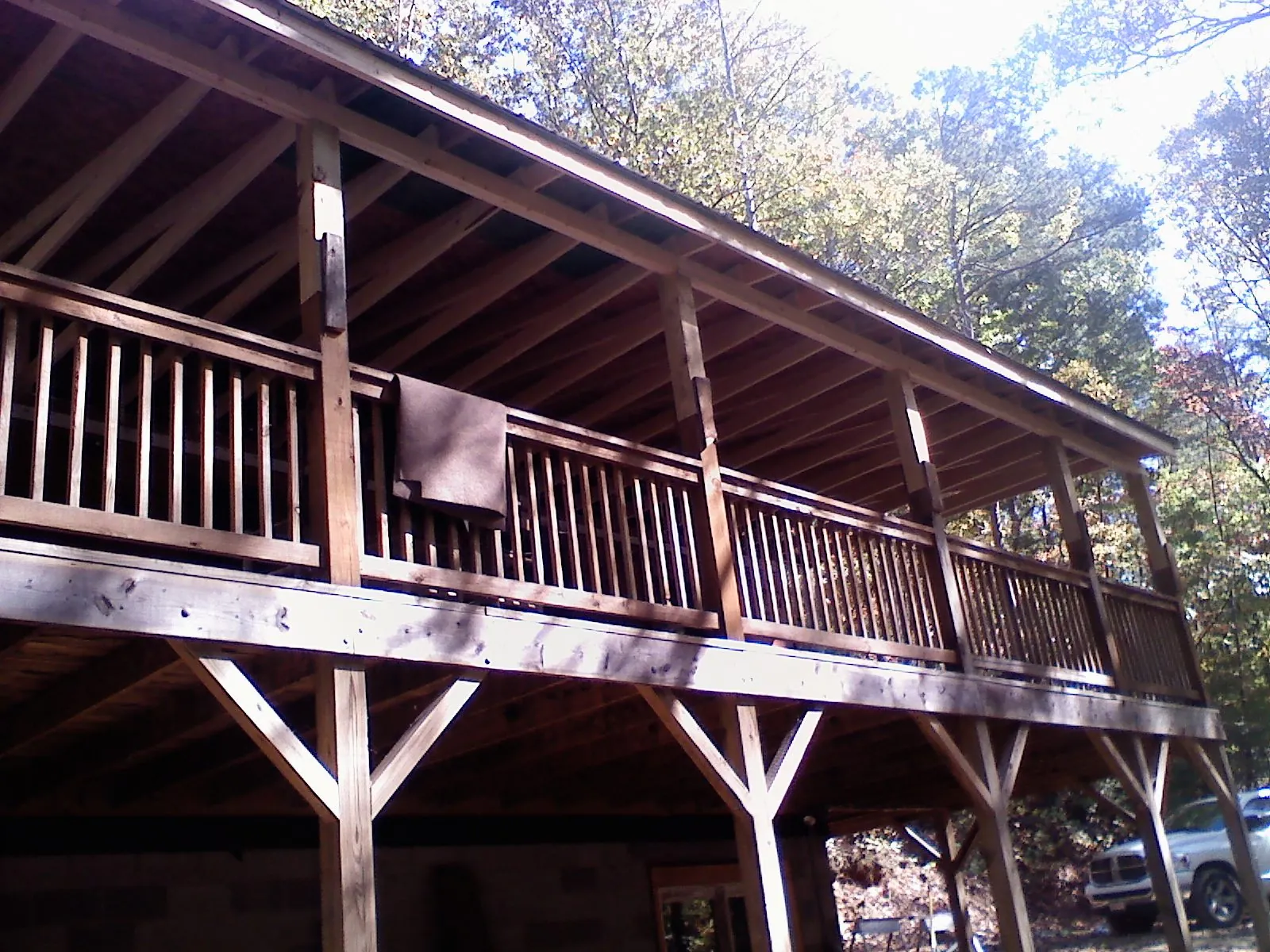 Timber framing under a new elevated porch and deck — Roof Leak Repair in Shadyside by Roofing Brothers
